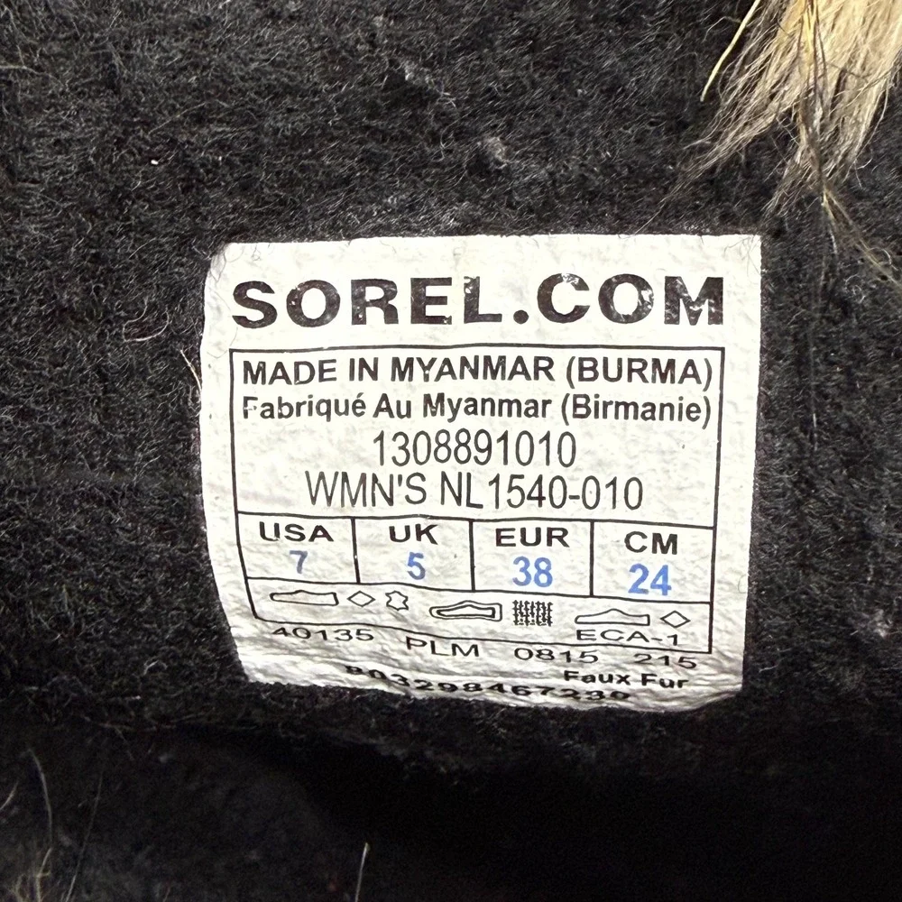 Sorel Joan Of Arctic Waterproof Snow Boots 7 Black Suede Faux Fur Tall Gorpcore